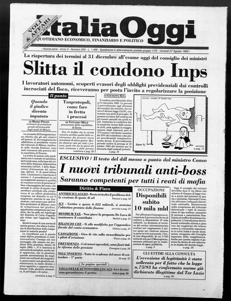 Italia oggi : quotidiano di economia finanza e politica